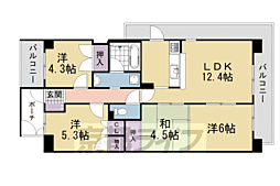 朝日プラザ宇治 4LDKの間取図画像
