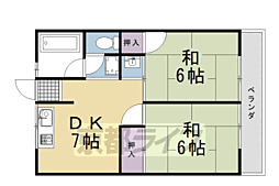 シティハイム物集女 2DKの間取図画像