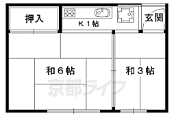 木谷アパート 2Kの間取図画像