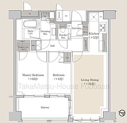 丘上の静寂な低宅地～グランリビオ恵比寿～ 2LDKの間取図画像