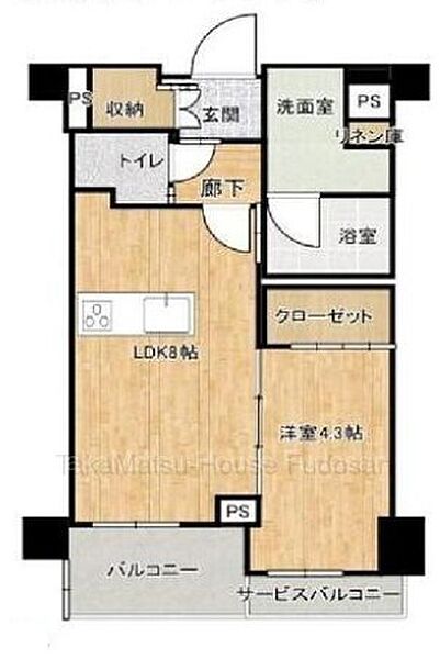 2019年築の1LDKの間取りでございます。