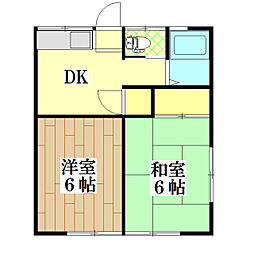 サンキストハウス 2DKの間取図画像