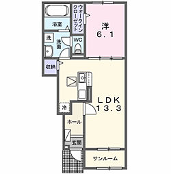 フォーエヴァーヒルズ 1LDKの間取図画像