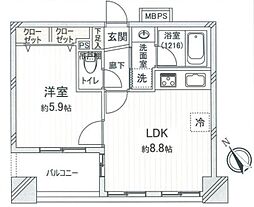 ライオンズマンション西早稲田シティ 1LDKの間取図画像