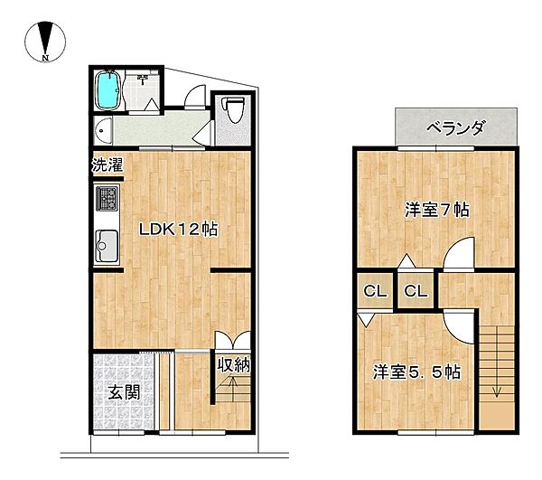 ２ＬＤＫの間取りです。令和８年８月リノベーション済です。
