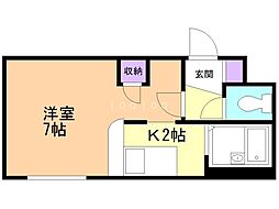 ステュディオ北12条　分譲リース 1階1Kの間取り