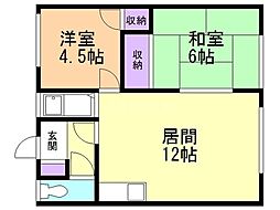 2号コーポ菅原 2LDKの間取図画像