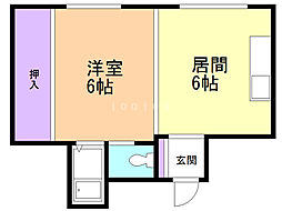 上野マンション 1DKの間取図画像