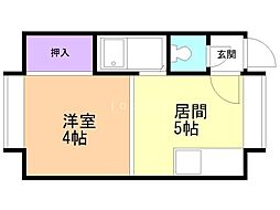 東16ハイツ 1DKの間取図画像