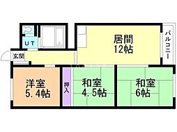 佐渡伏古マンション 3LDKの間取図画像