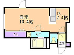 プレシャス18番館 2階1Kの間取り