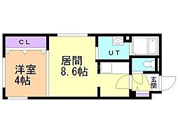 ｃｏｍｆｏｒｔ　ｏｓｔ9 3階1LDKの間取り