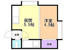 ホワイトパレスキタダ1 1DKの間取図画像