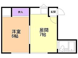 こーぽ太平 1LDKの間取図画像