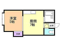 アークコート北41条1 1DKの間取図画像