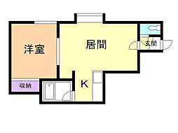 レスポール 1LDKの間取図画像