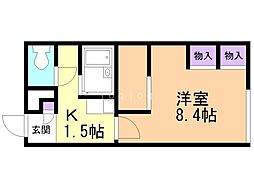 レオパレスハピネス124 1Kの間取図画像