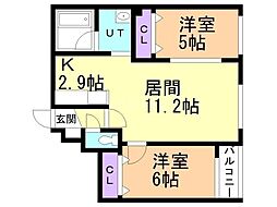 札幌市東区北十条東4丁目マンション 2LDKの間取図画像