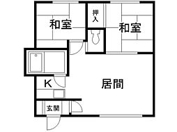 コーポ藤 2LDKの間取図画像