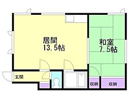 コーポ晴海 1LDKの間取図画像