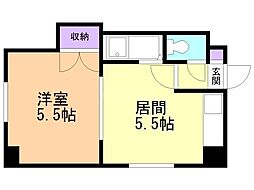 サニープレイスノース33 1DKの間取図画像