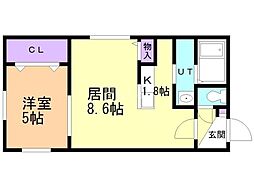 クレストN13 1LDKの間取図画像