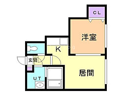 珊瑚第三マンション 1DKの間取図画像