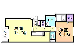 ノース35 1LDKの間取図画像