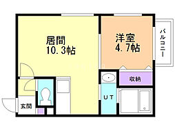 グランディール元町 1LDKの間取図画像