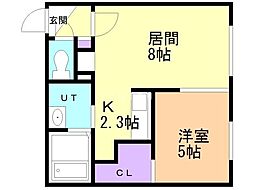 アルス新道東 1LDKの間取図画像