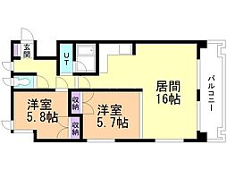 アップルコート.北23 2LDKの間取図画像