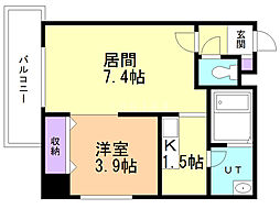 カンナスプレイド 1LDKの間取図画像