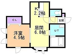 レユシールN11 1LDKの間取図画像