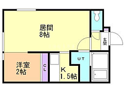 エルマーノN23 1DKの間取図画像