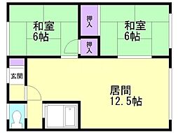 コーポ高杉 2LDKの間取図画像