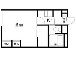 レオパレススカイミュー 1Kの間取図画像