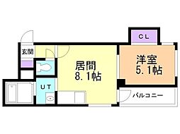 麻生ウェルN37 1LDKの間取図画像