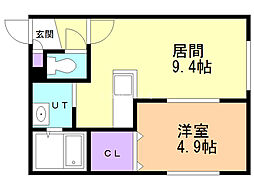 トルペ環状通東 1LDKの間取図画像
