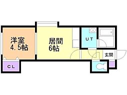 アウルの杜環状東 1DKの間取図画像