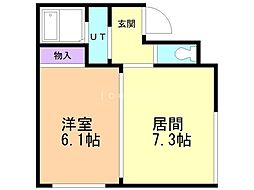 メゾンエクレーレ北37条 1DKの間取図画像