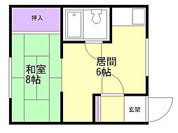 マンション花園 1DKの間取図画像