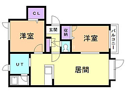グラヴィス 2LDKの間取図画像