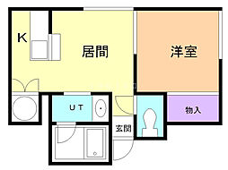 中沼ウエストハイツ 1LDKの間取図画像
