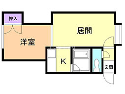 メロディーハウス 1LDKの間取図画像