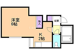 プランドールハイム 1Kの間取図画像