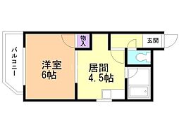 マイステージ北極星 1DKの間取図画像