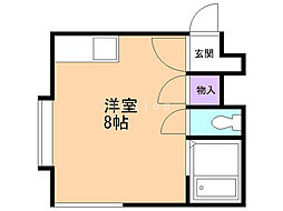 N43クラブハウスB ワンルームの間取図画像