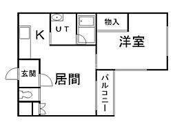 サンライズ・N25 1LDKの間取図画像