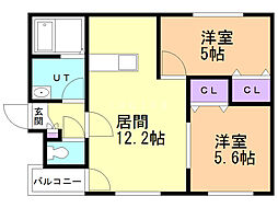 メゾンクー・ドゥ・クール6 2LDKの間取図画像