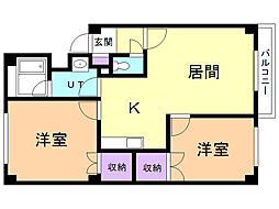 パールハイム40 2LDKの間取図画像